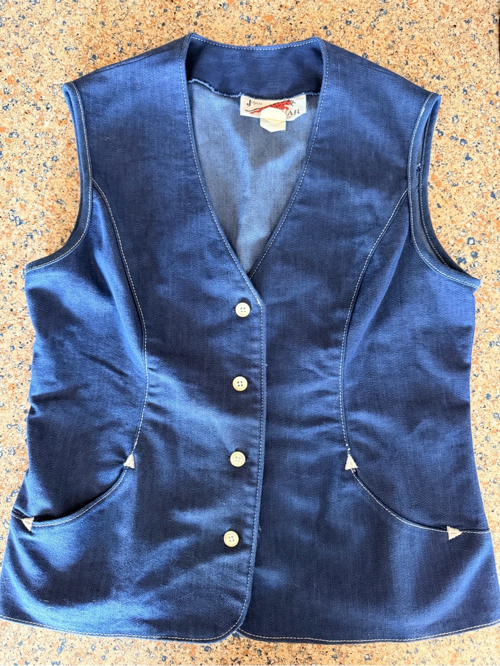 Joyce Jaguar Collection Sleeveless Denim Button-Front Vest